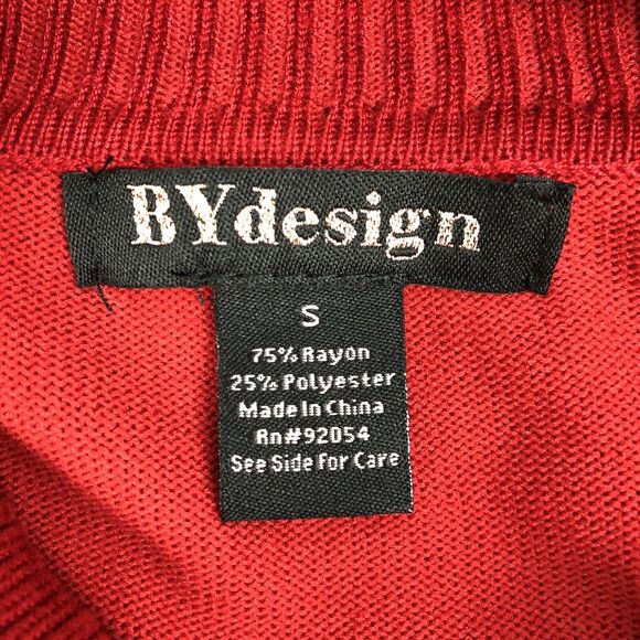 Turtleneck Sweater By Design Women's Size Small Red Knit 3/4 Sleeve - Picture 4 of 5